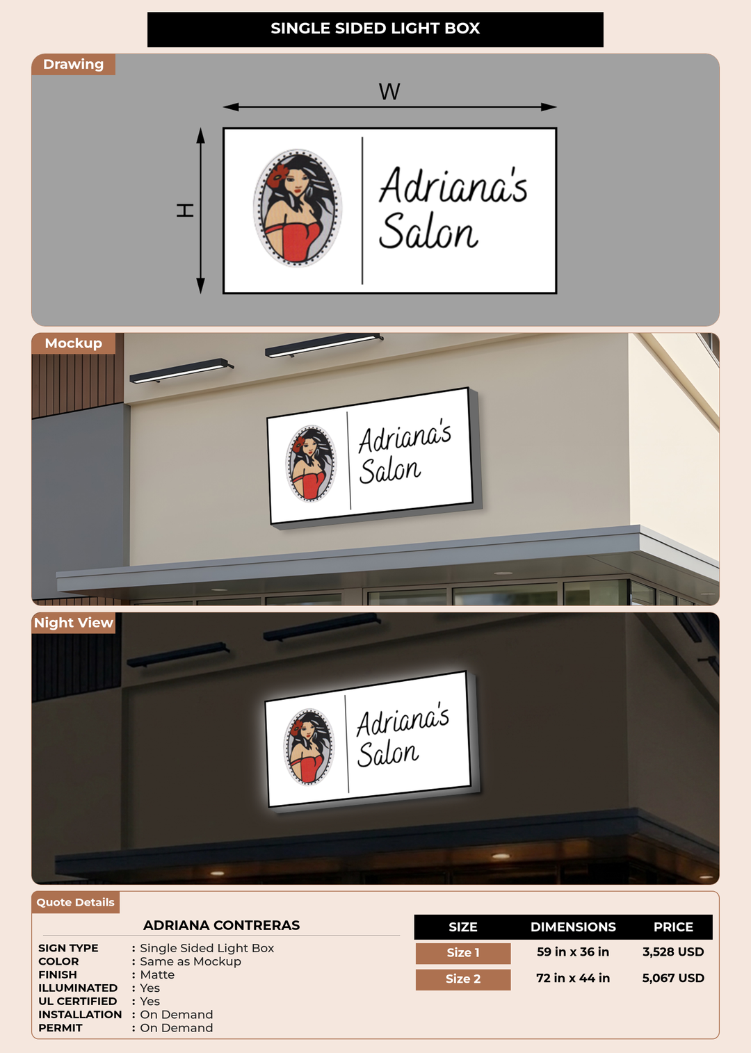 CUSTOM MOCKUP SIGN FOR Adriana Contreras