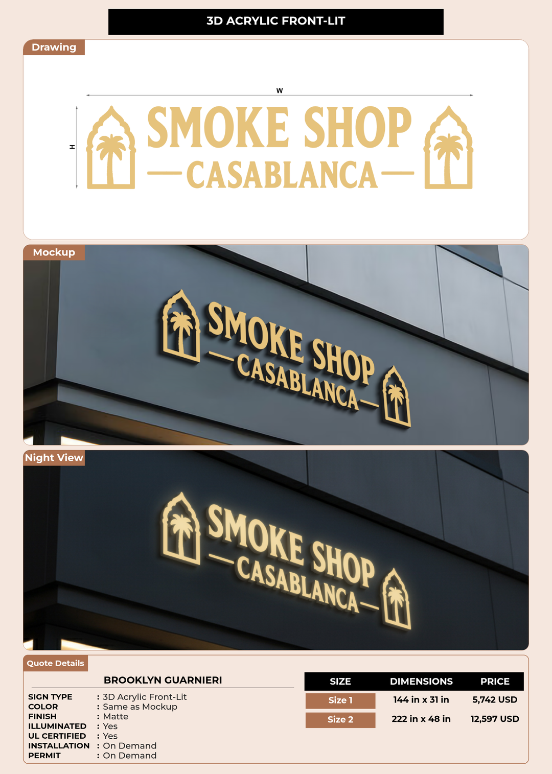 CUSTOM MOCKUP SIGN FOR Brooklyn Guarnieri
