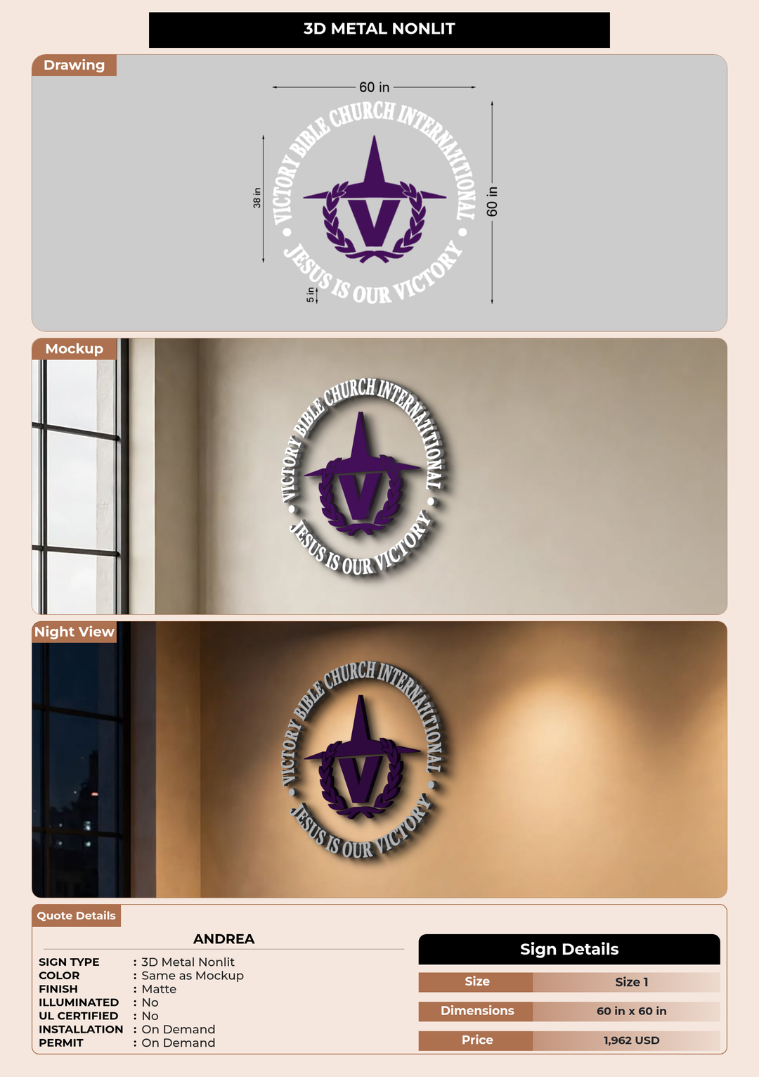 CUSTOM MOCKUP SIGN FOR Andrea