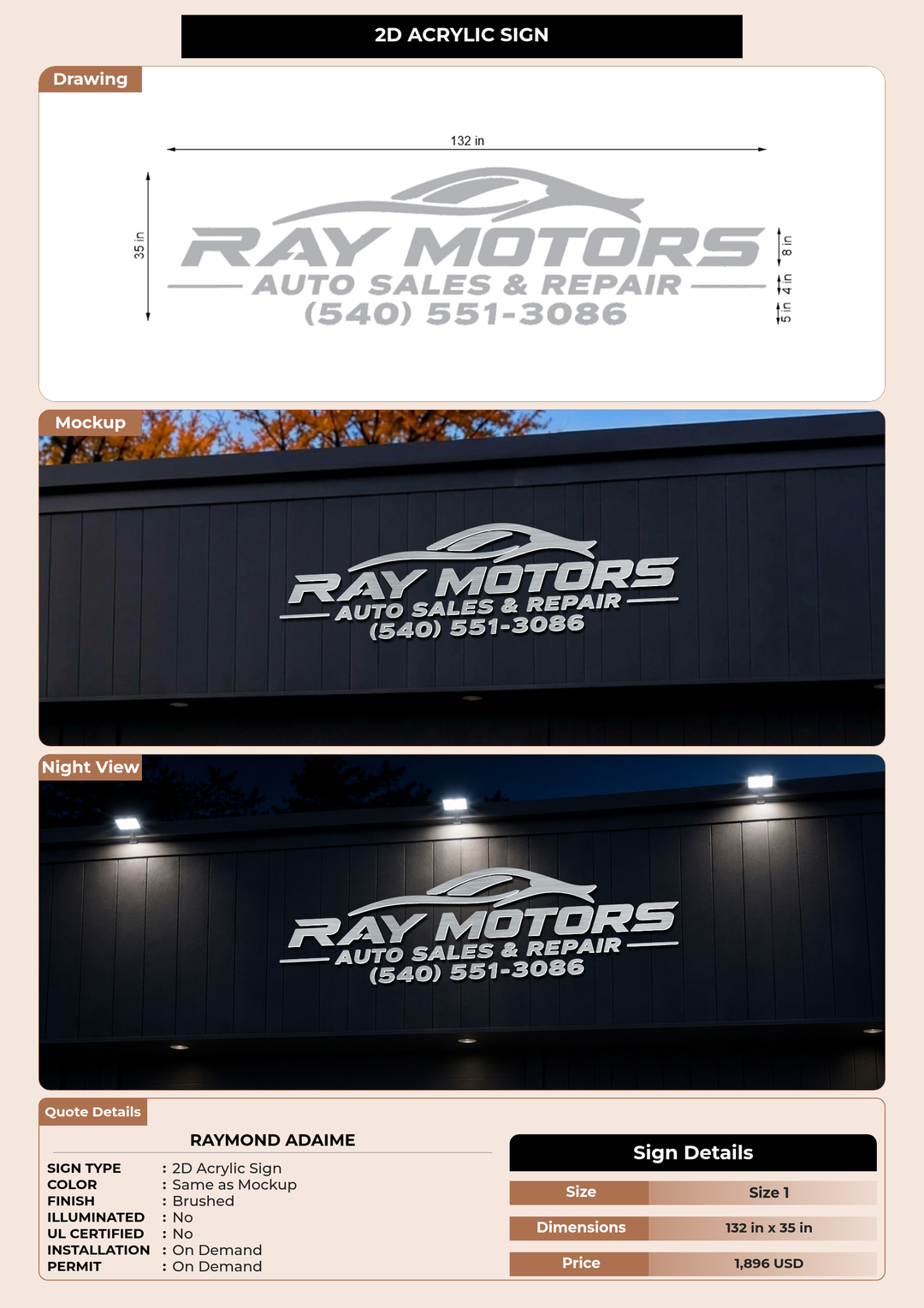 CUSTOM MOCKUP SIGN FOR Raymond adaime