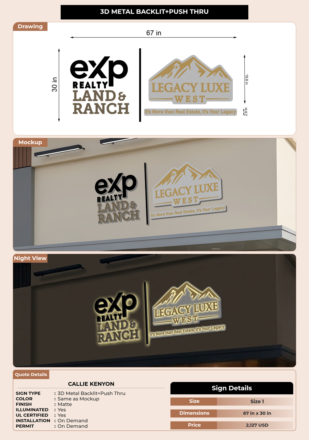 CUSTOM MOCKUP SIGN FOR Callie Kenyon