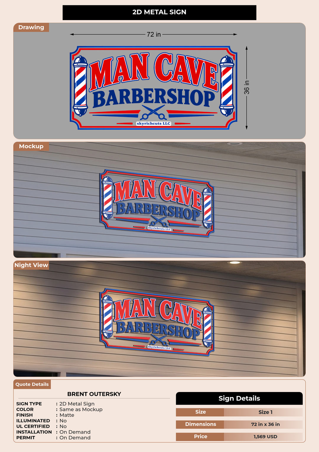 CUSTOM MOCKUP SIGN FOR Brent Outersky