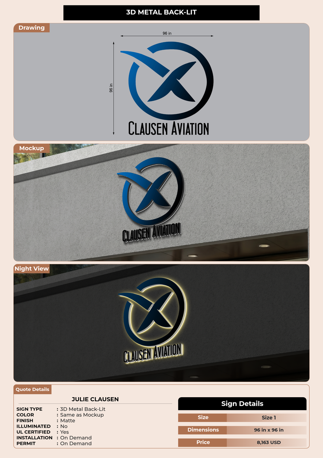 CUSTOM MOCKUP SIGN FOR Julie Clausen