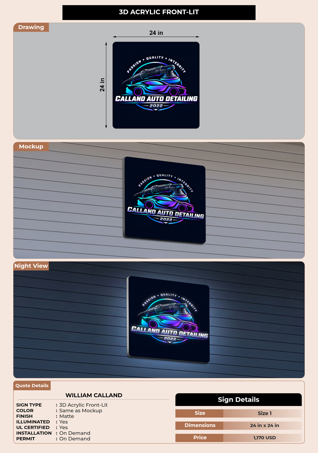 CUSTOM MOCKUP SIGN FOR William Calland