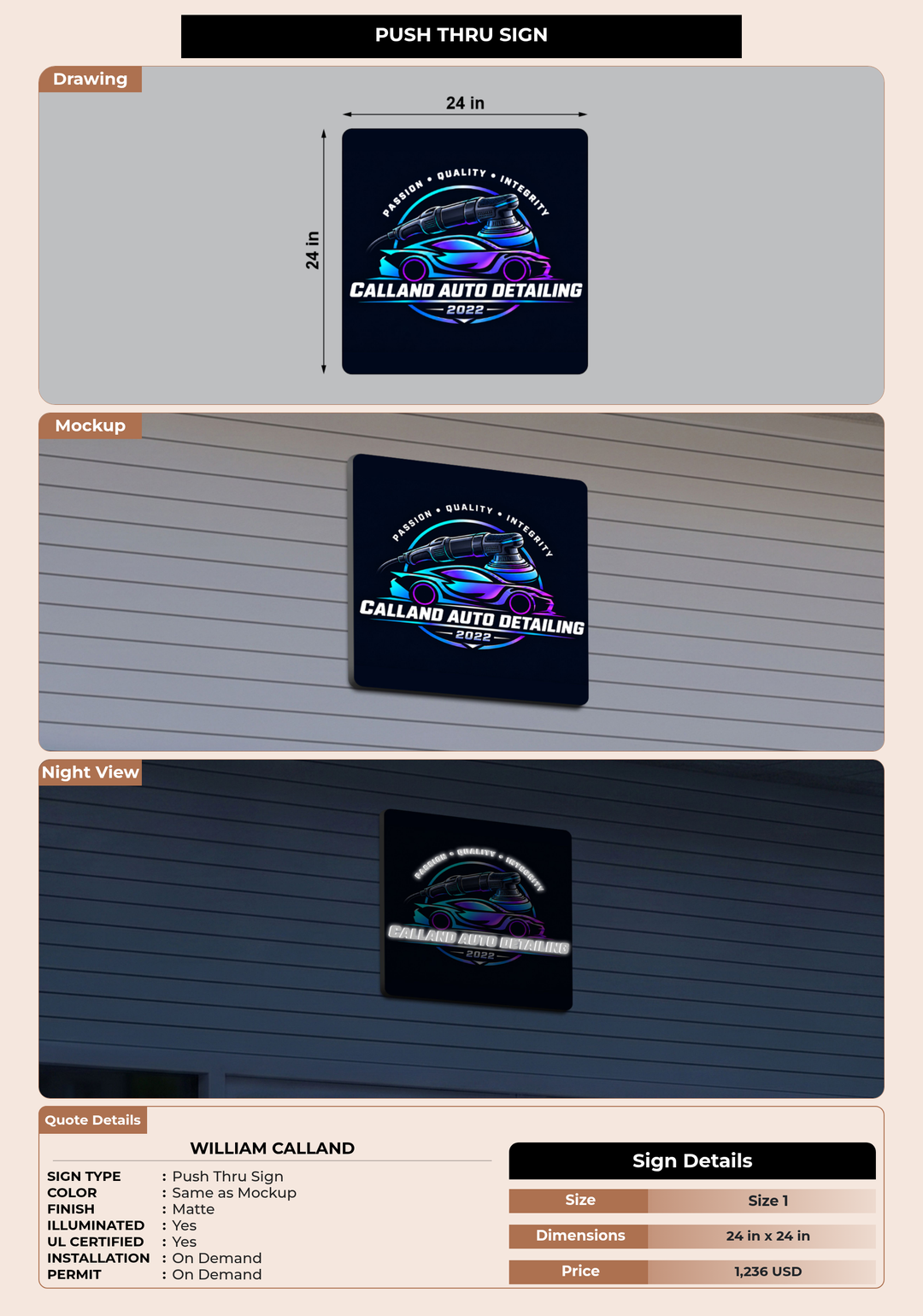 CUSTOM MOCKUP SIGN FOR William Calland