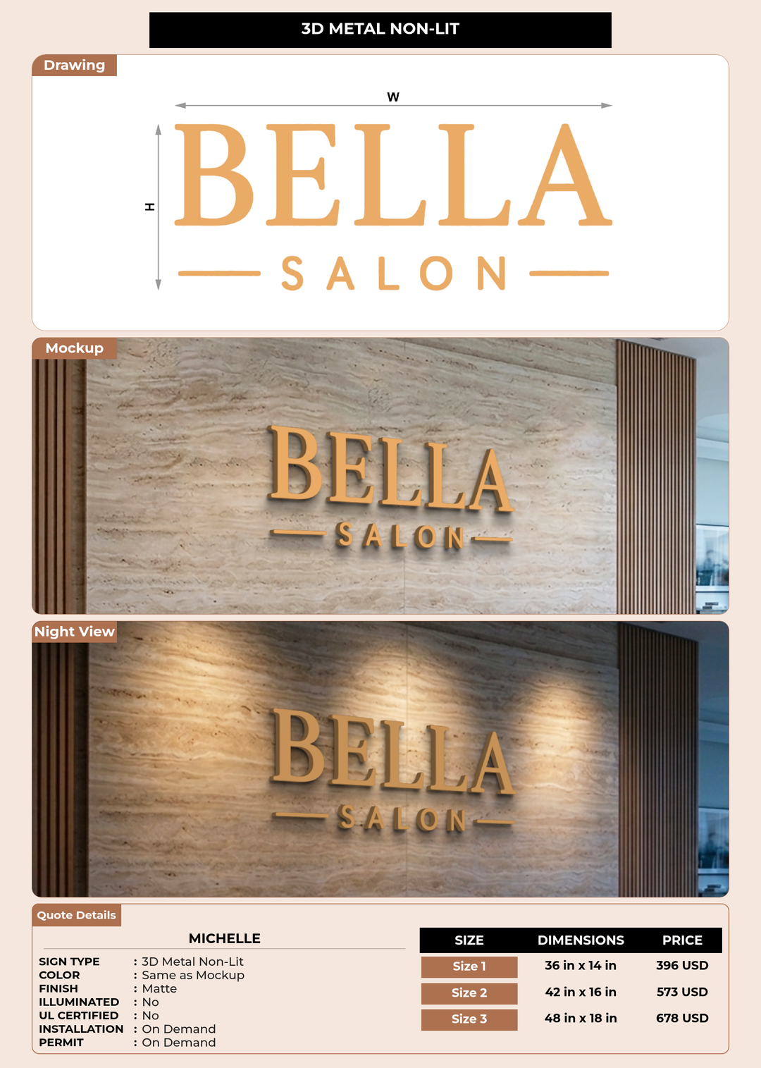 CUSTOM MOCKUP SIGN FOR Michelle