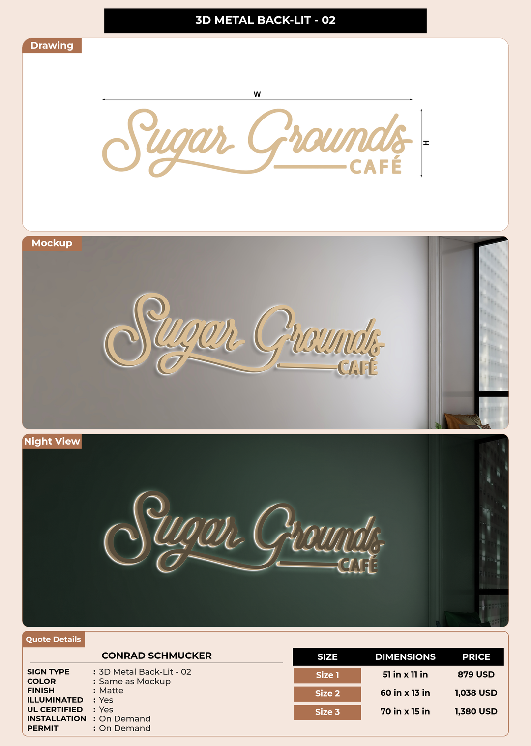 CUSTOM MOCKUP SIGN FOR Conrad Schmucker
