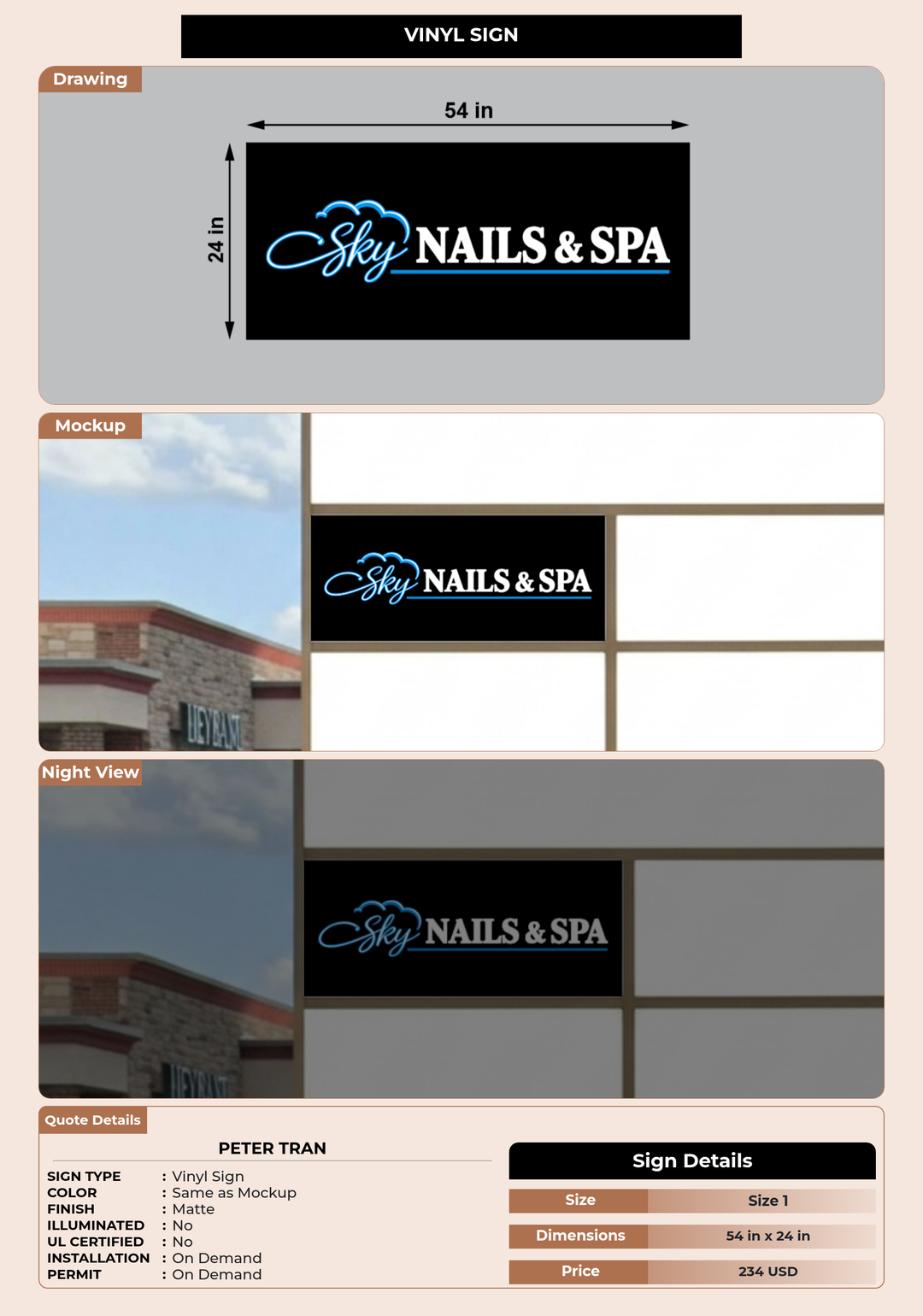 CUSTOM MOCKUP SIGN FOR peter tran