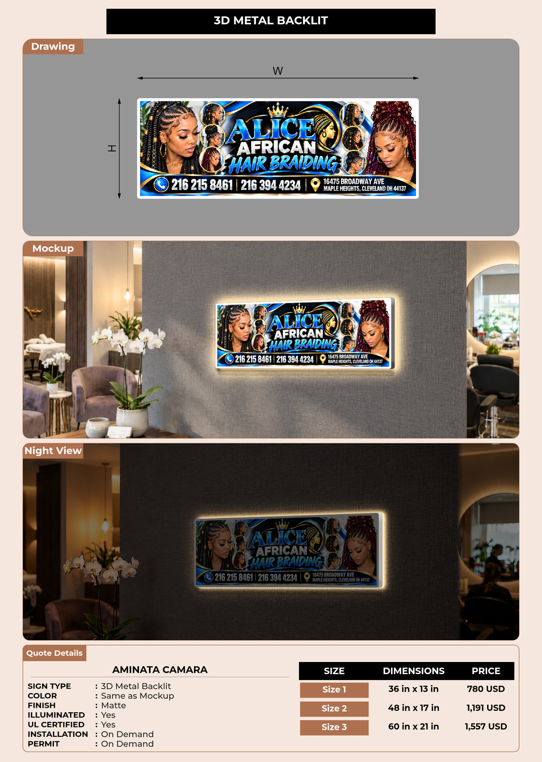 CUSTOM MOCKUP SIGN FOR Aminata Camara