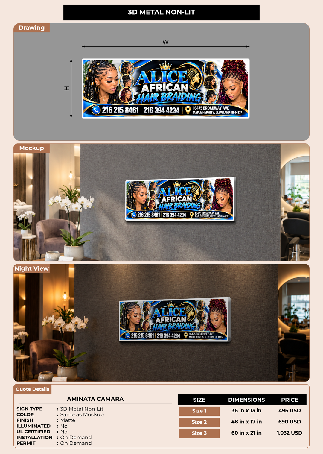 CUSTOM MOCKUP SIGN FOR Aminata Camara