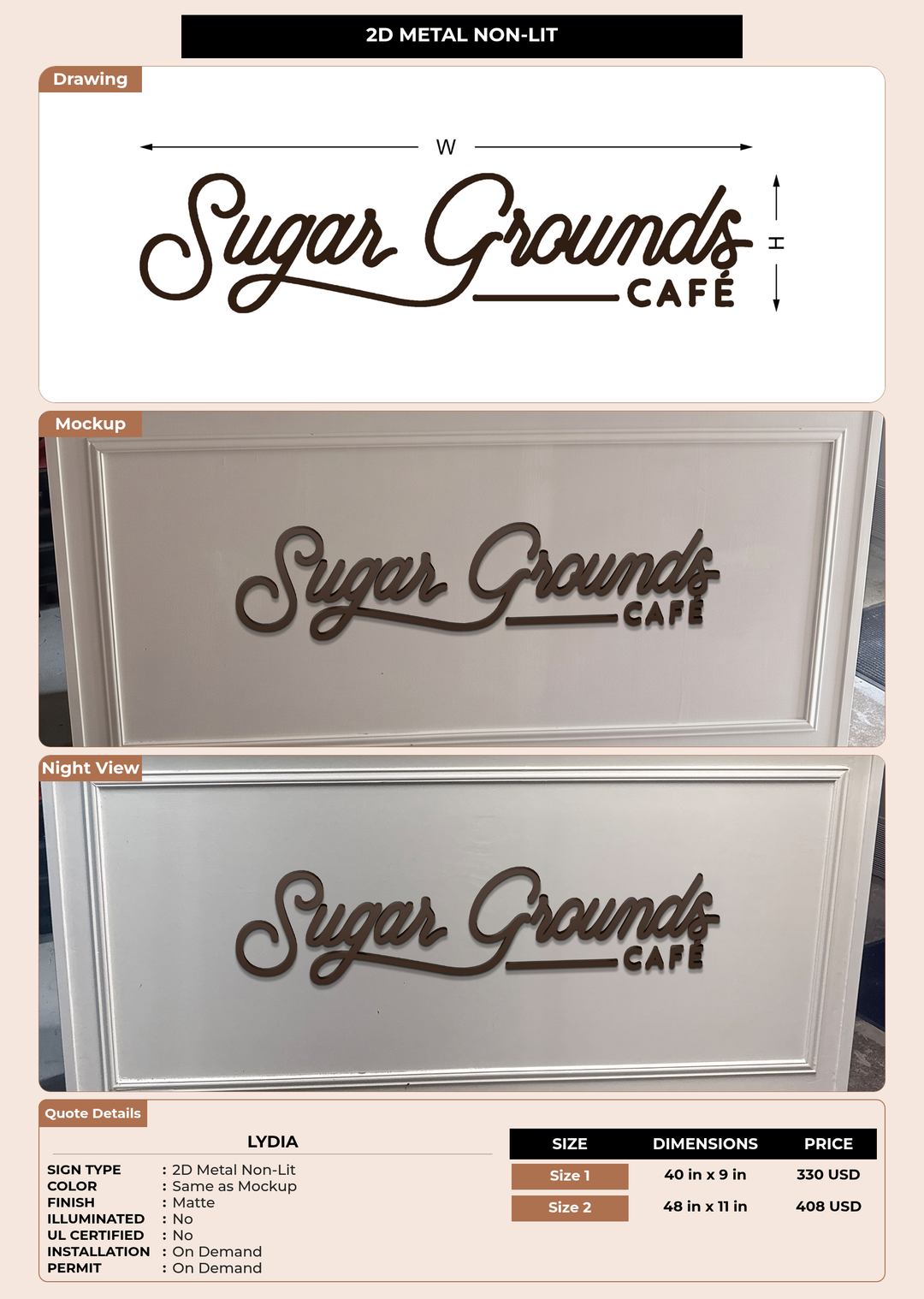 CUSTOM MOCKUP SIGN FOR Lydia