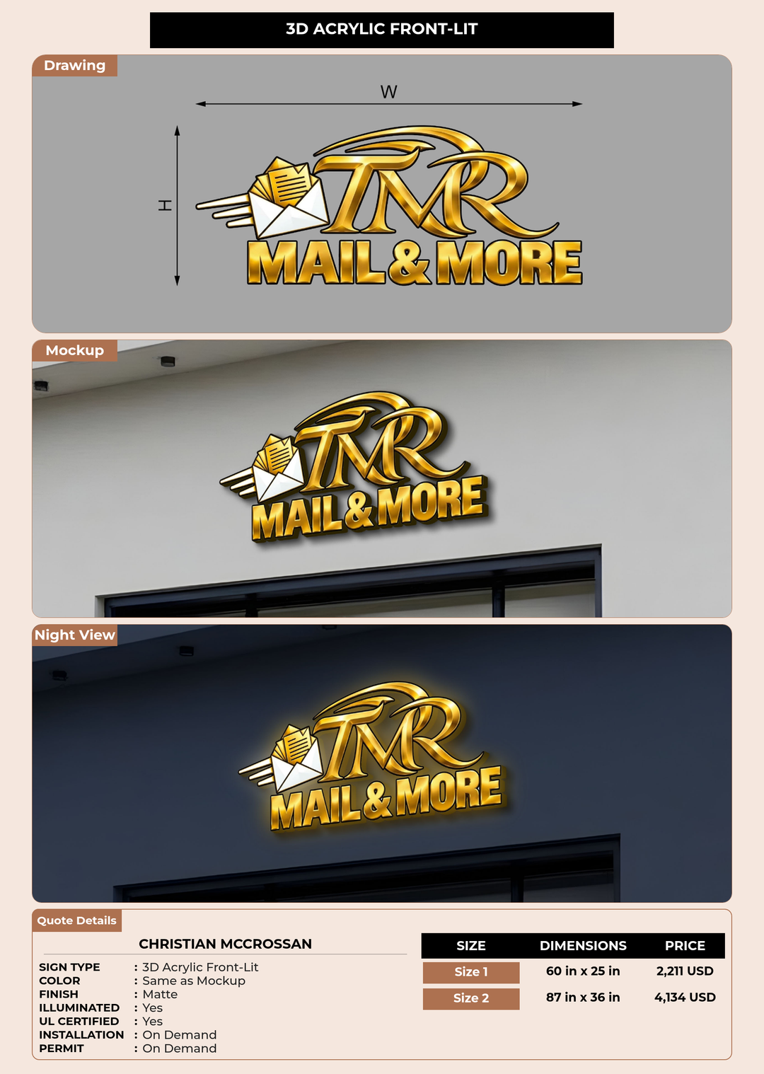 CUSTOM MOCKUP SIGN FOR Christian Mccrossan