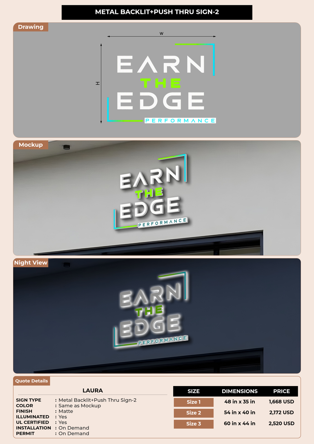 CUSTOM MOCKUP SIGN FOR Laura