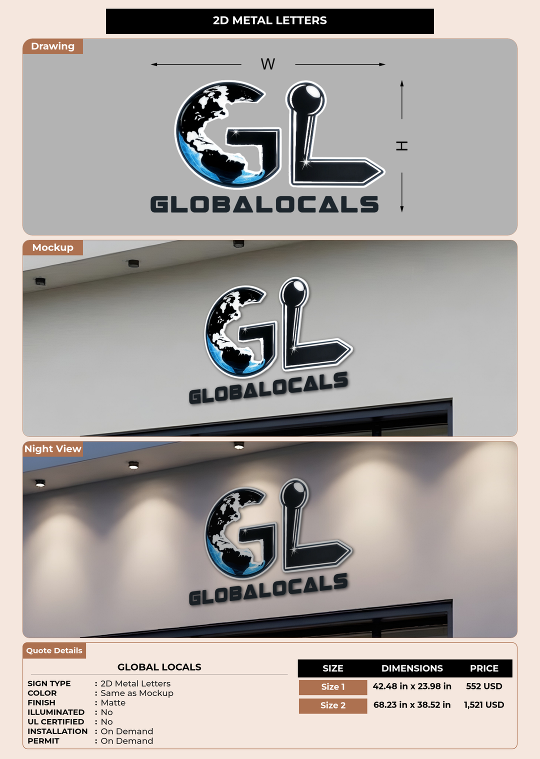 CUSTOM MOCKUP SIGN FOR Global Locals