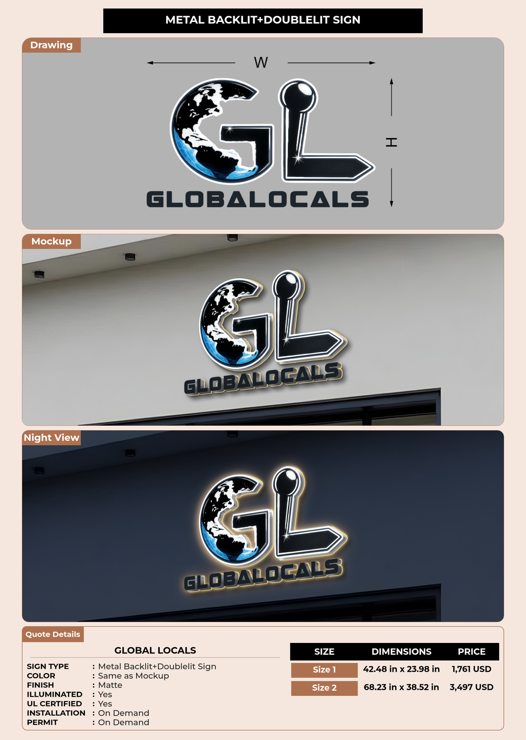 CUSTOM MOCKUP SIGN FOR Global Locals