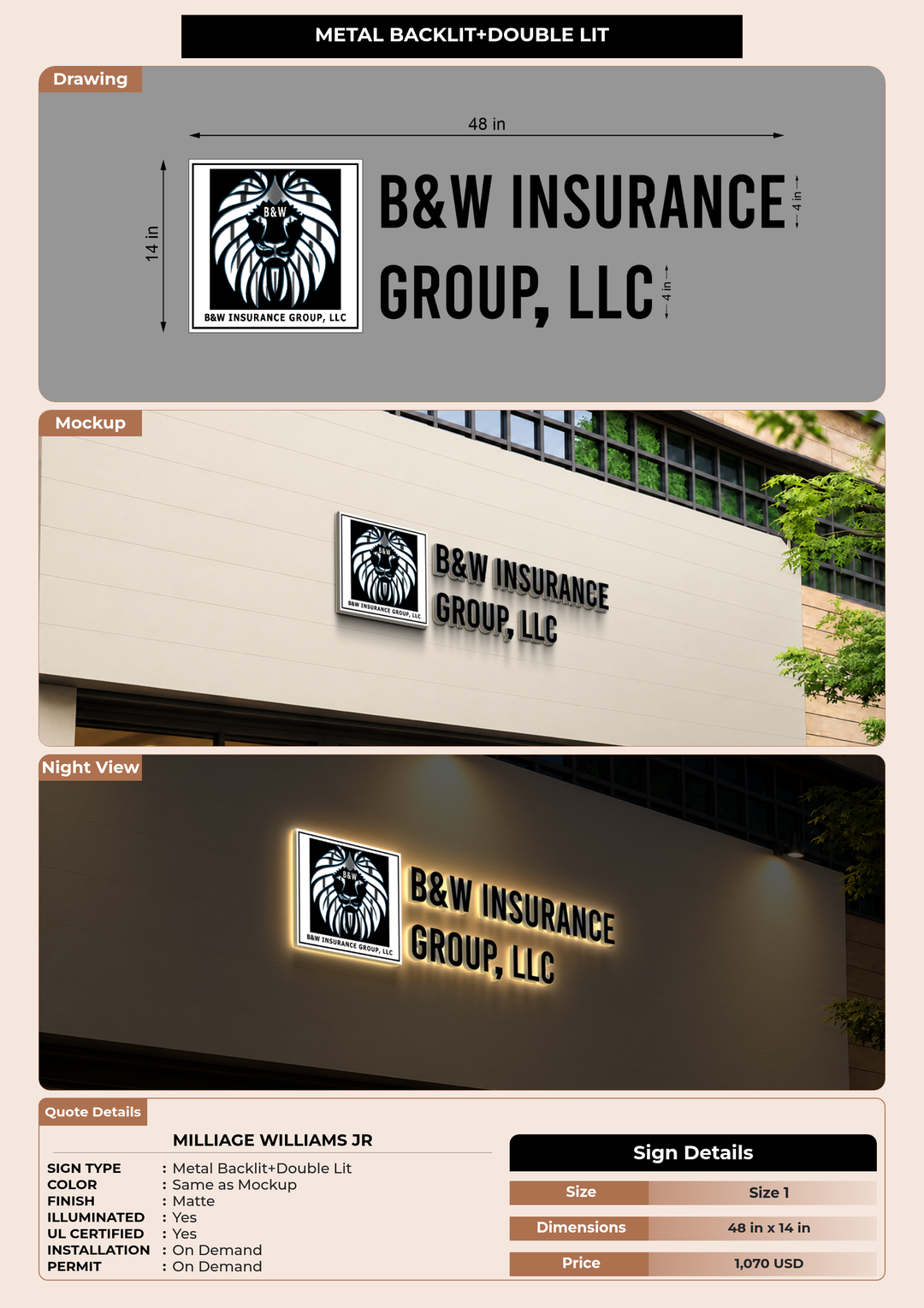 CUSTOM MOCKUP SIGN FOR Milliage Williams Jr