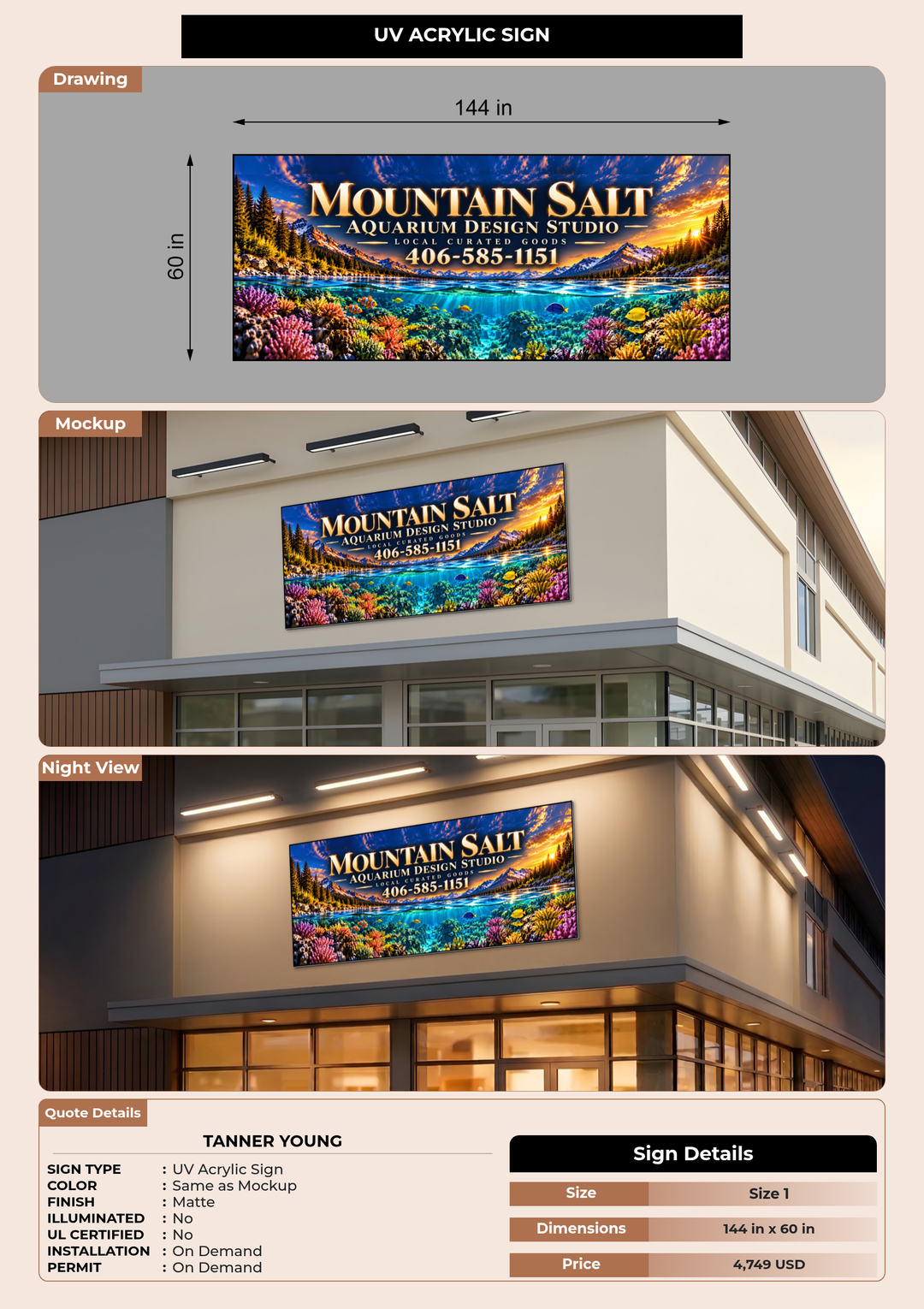 CUSTOM MOCKUP SIGN FOR Tanner Young