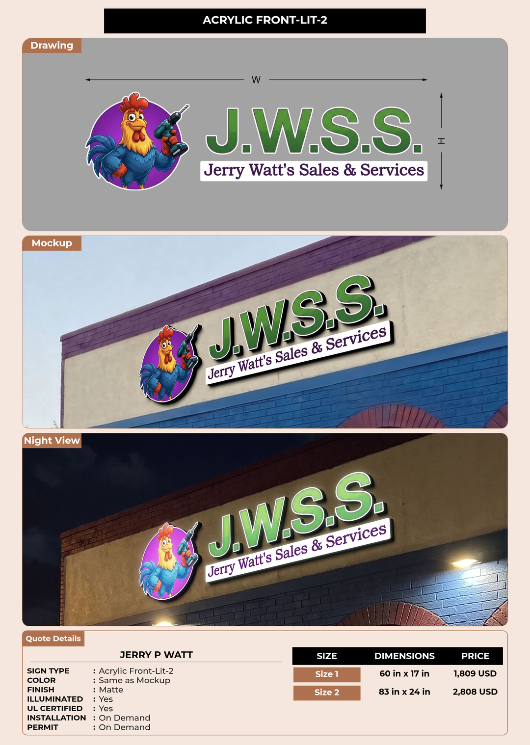 CUSTOM MOCKUP SIGN FOR Jerry P Watt