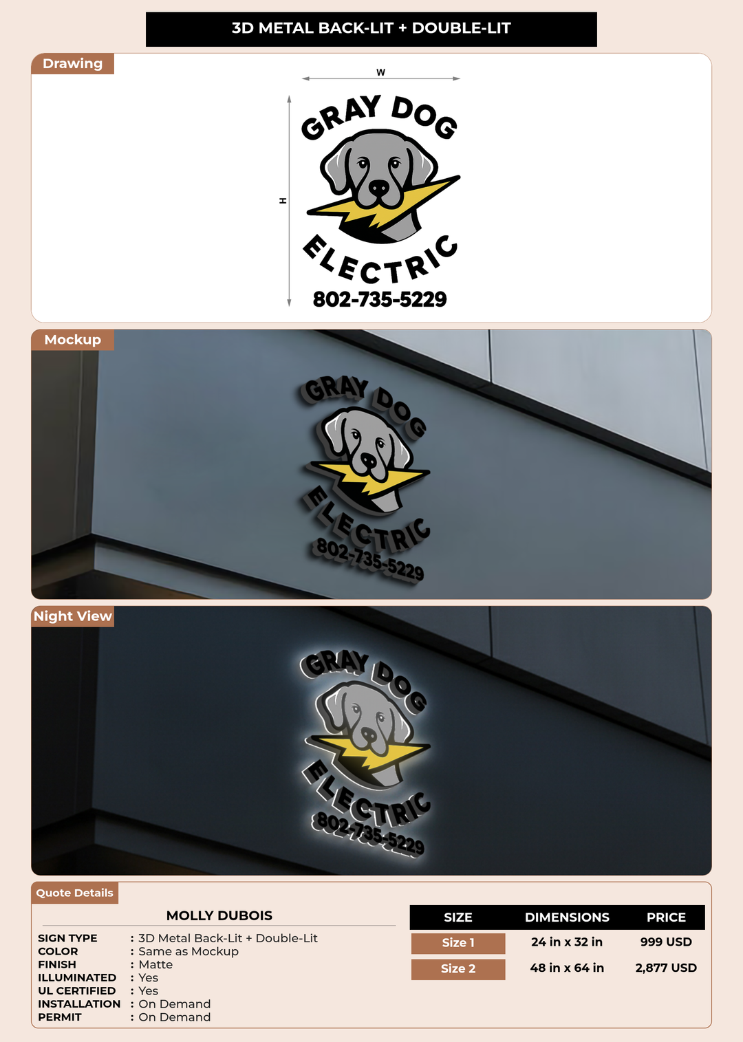 CUSTOM MOCKUP SIGN FOR Molly DuBois