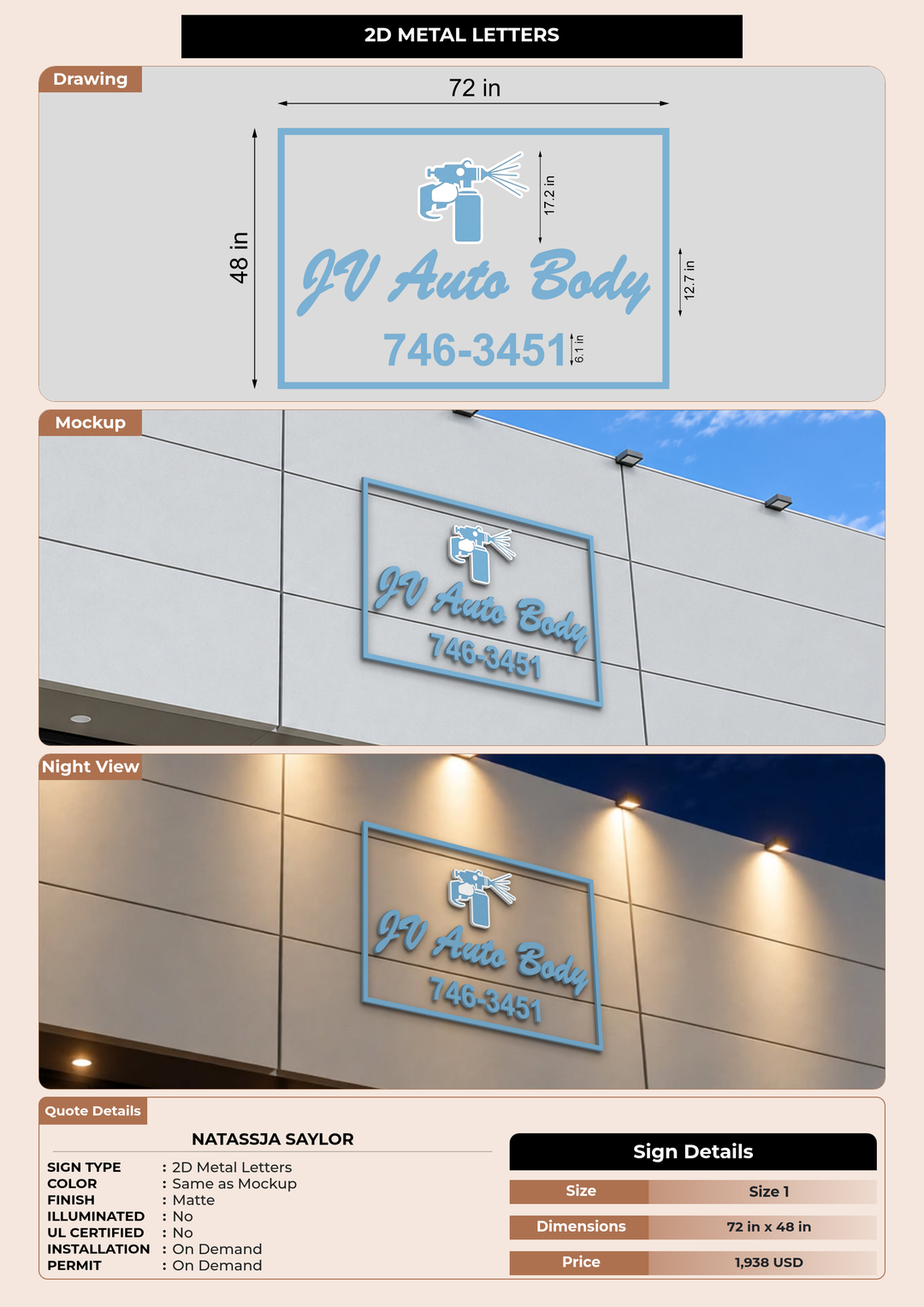 CUSTOM MOCKUP SIGN FOR Natassja saylor