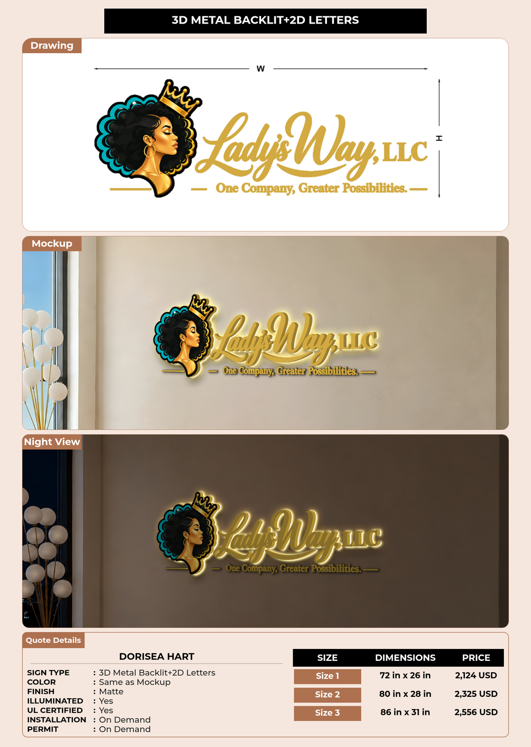 CUSTOM MOCKUP SIGN FOR Dorisea Hart