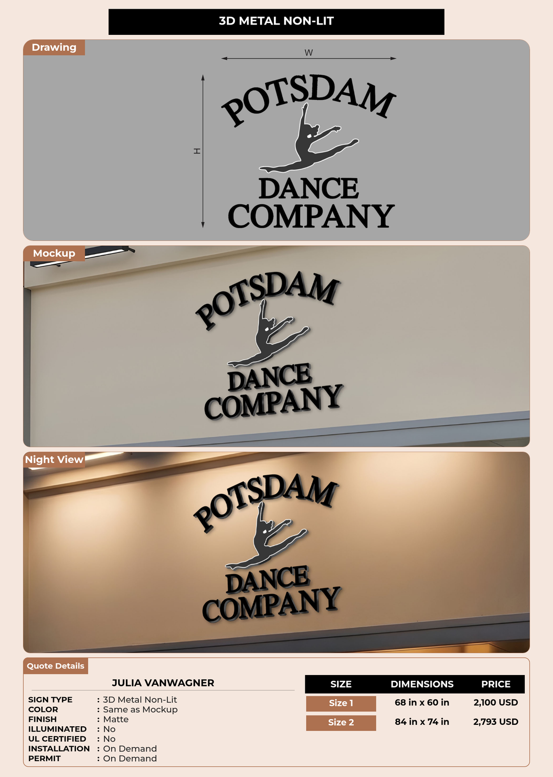 CUSTOM MOCKUP SIGN FOR Julia VanWagner