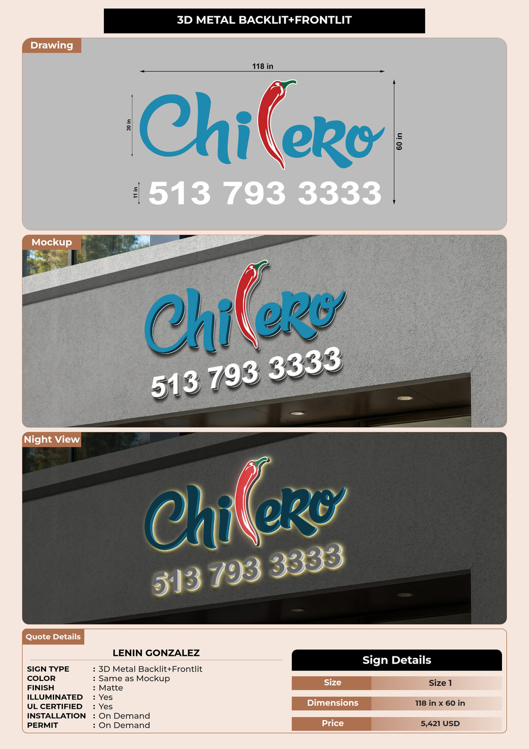 CUSTOM MOCKUP SIGN FOR Lenin Gonzalez