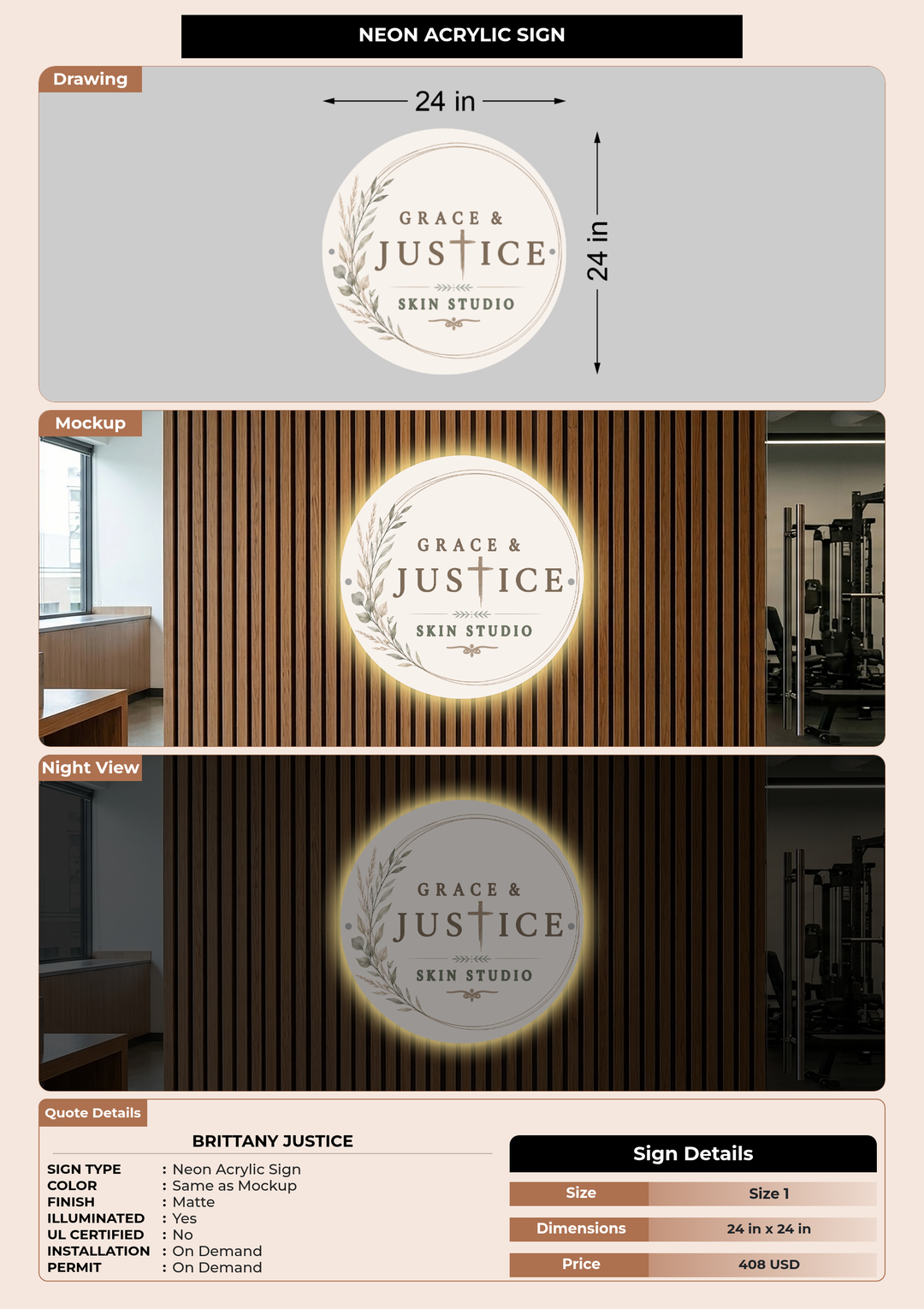 CUSTOM MOCKUP SIGN FOR Brittany Justice