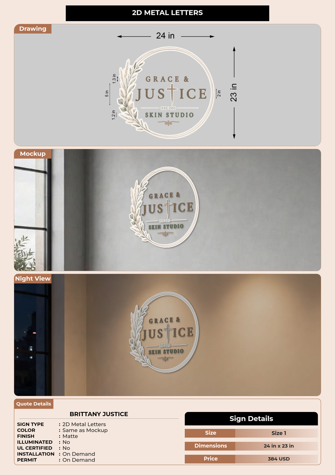 CUSTOM MOCKUP SIGN FOR Brittany Justice
