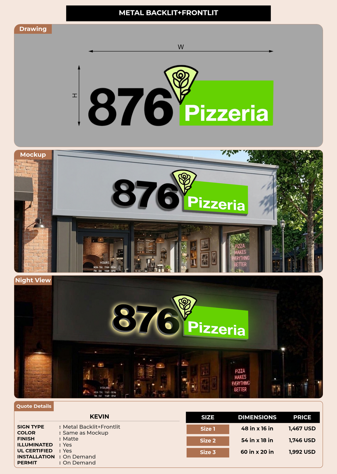 CUSTOM MOCKUP SIGN FOR Kevin