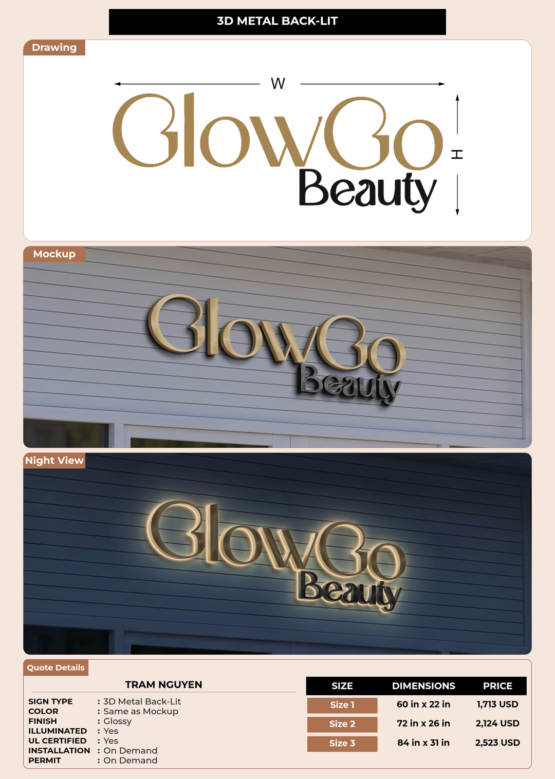 CUSTOM MOCKUP SIGN FOR Tram nguyen