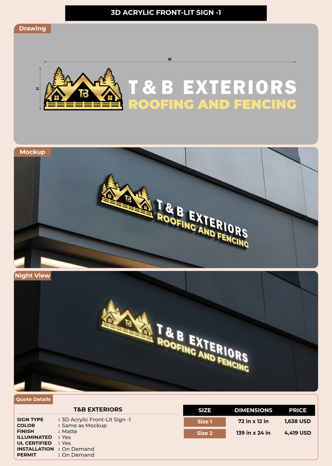 CUSTOM MOCKUP SIGN FOR t&b exteriors