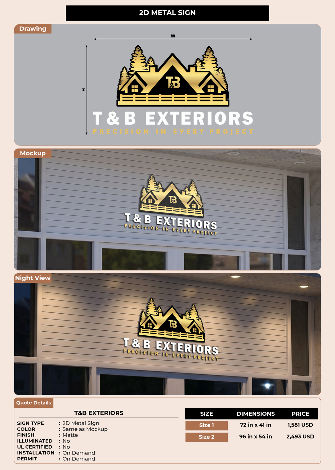 CUSTOM MOCKUP SIGN FOR t&b exteriors