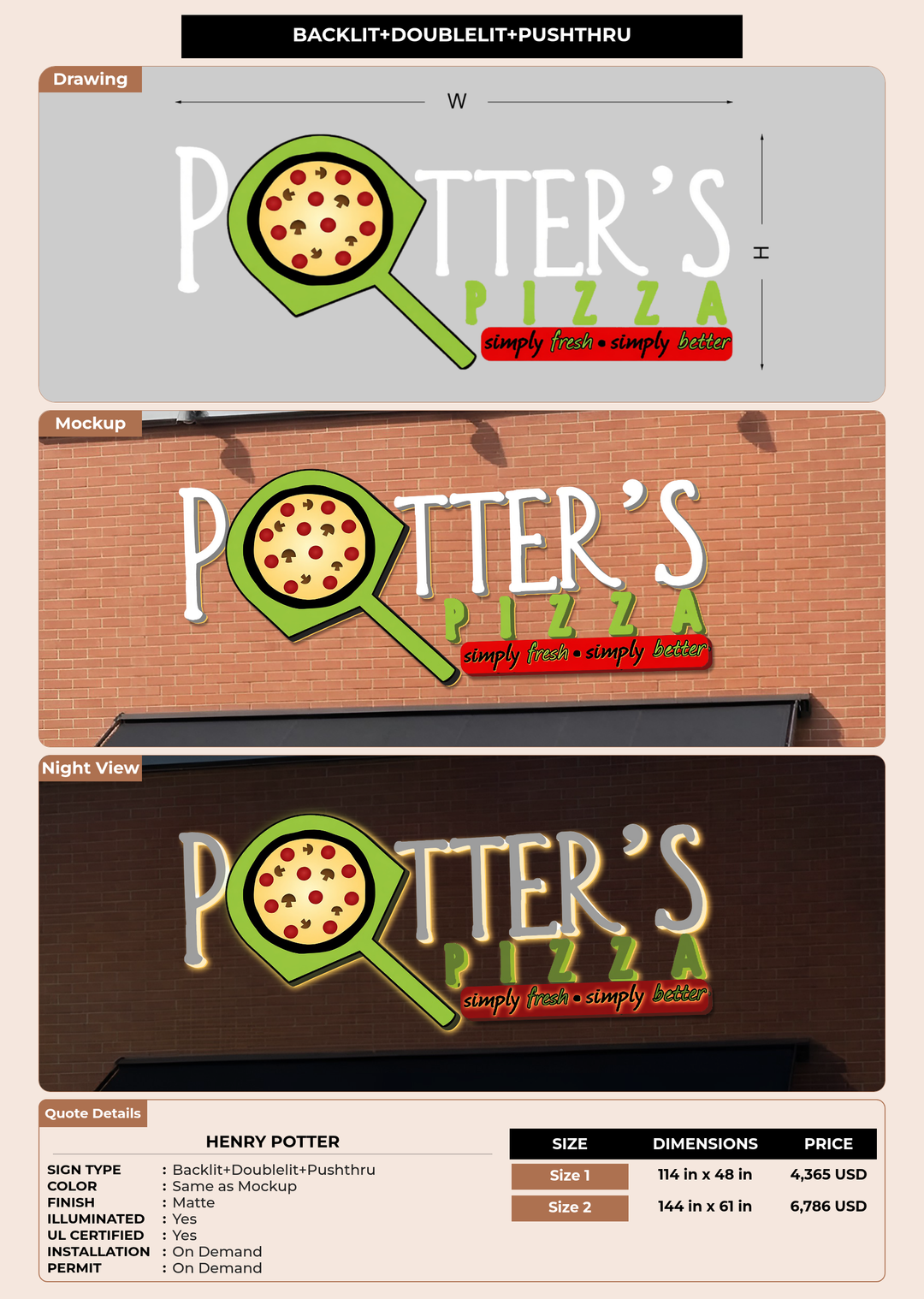CUSTOM MOCKUP SIGN FOR Henry Potter