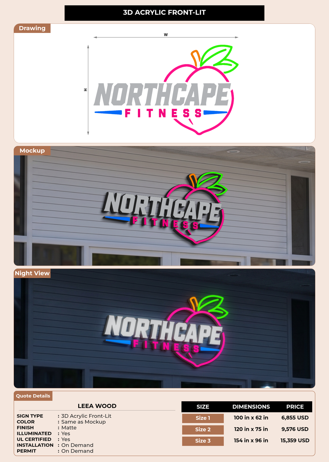 CUSTOM MOCKUP SIGN FOR Leea Wood
