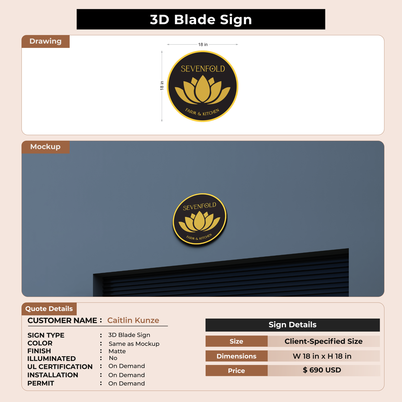 3D Blade sign for Caitlin Kunze
