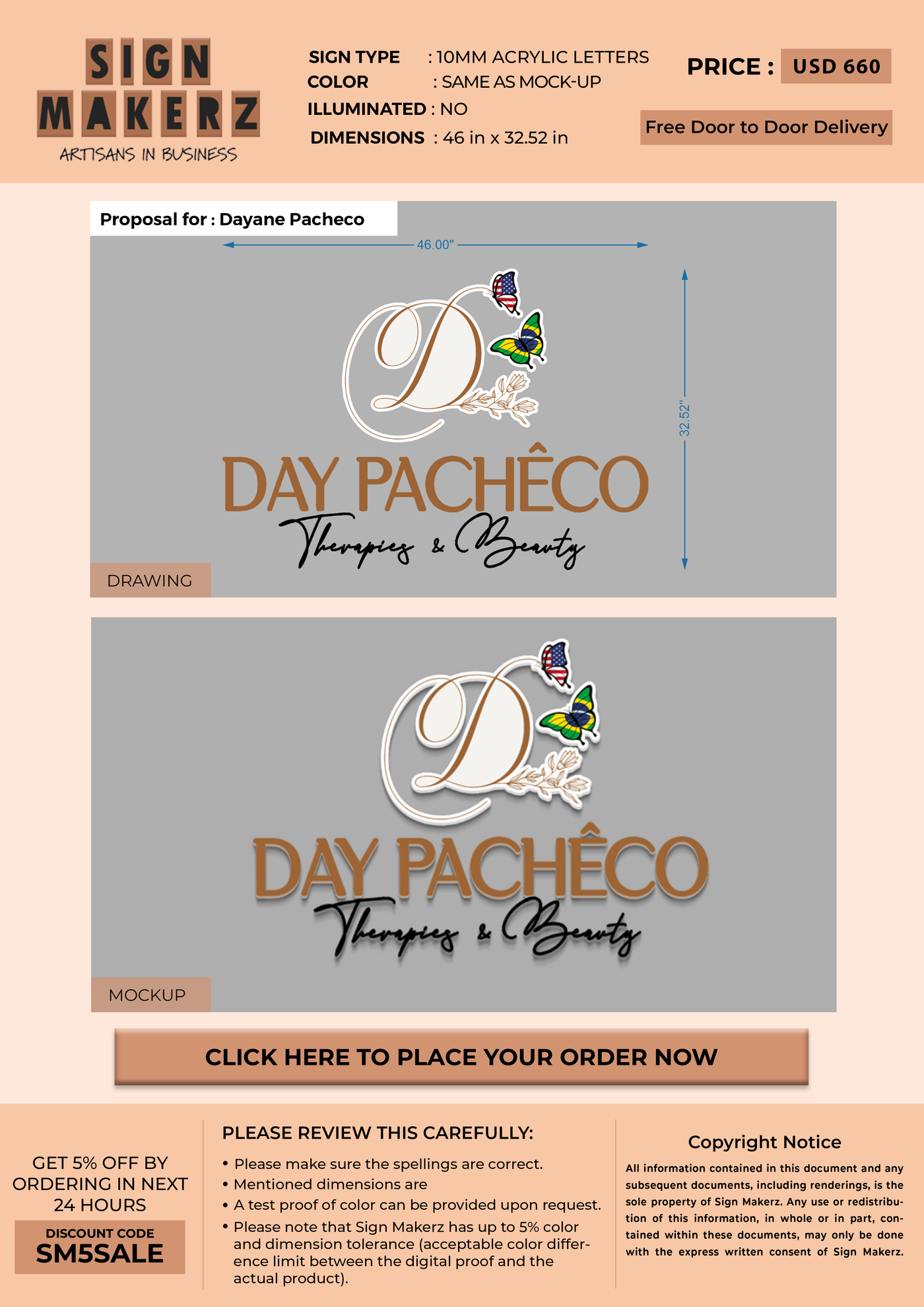 Business signage for Dayane Pacheco