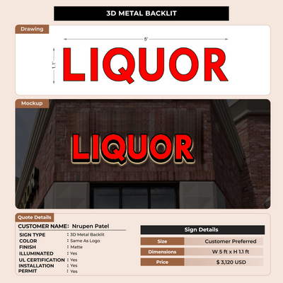 3D Metal Backlit SIGN FOR Nrupen Patel