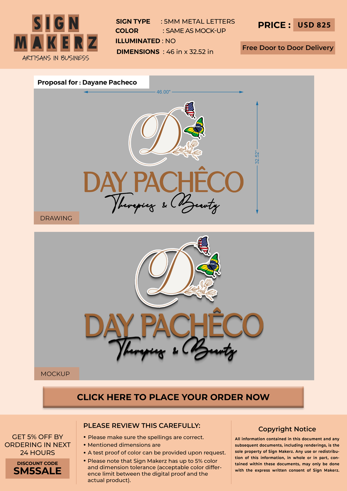 Business signage for Dayane Pacheco