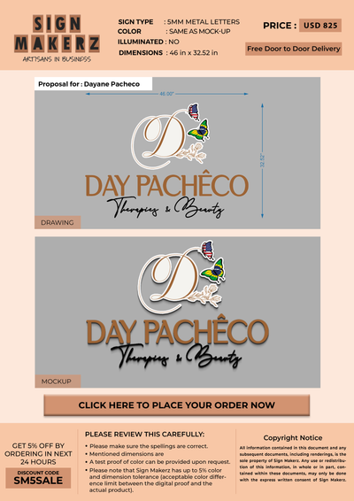 Business signage for Dayane Pacheco