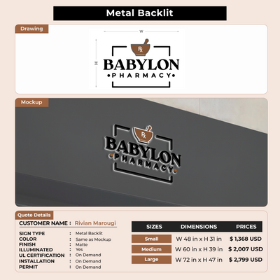 Metal Backlit Sign for Rivian Marougi