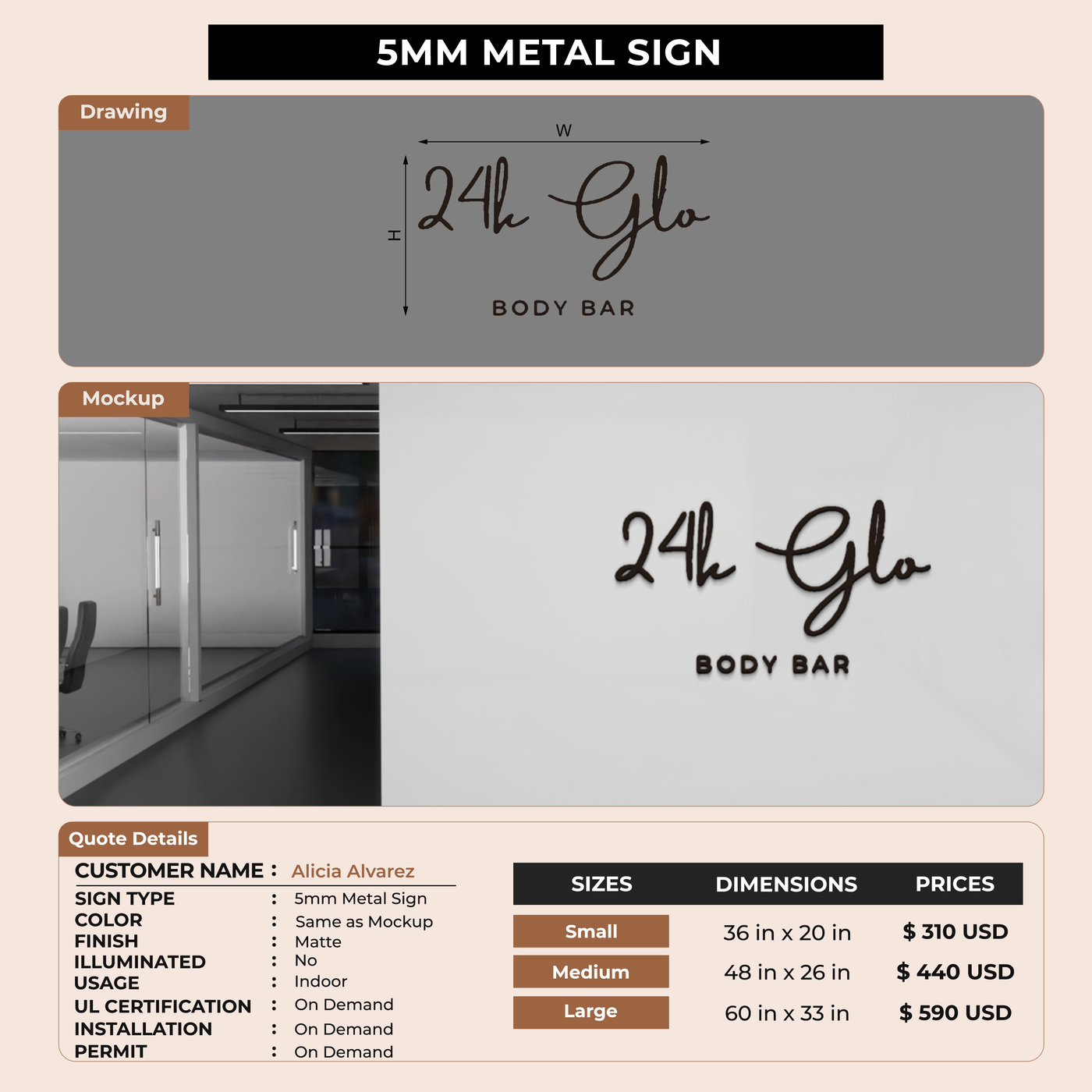 Business signage for Alicia Alvarez