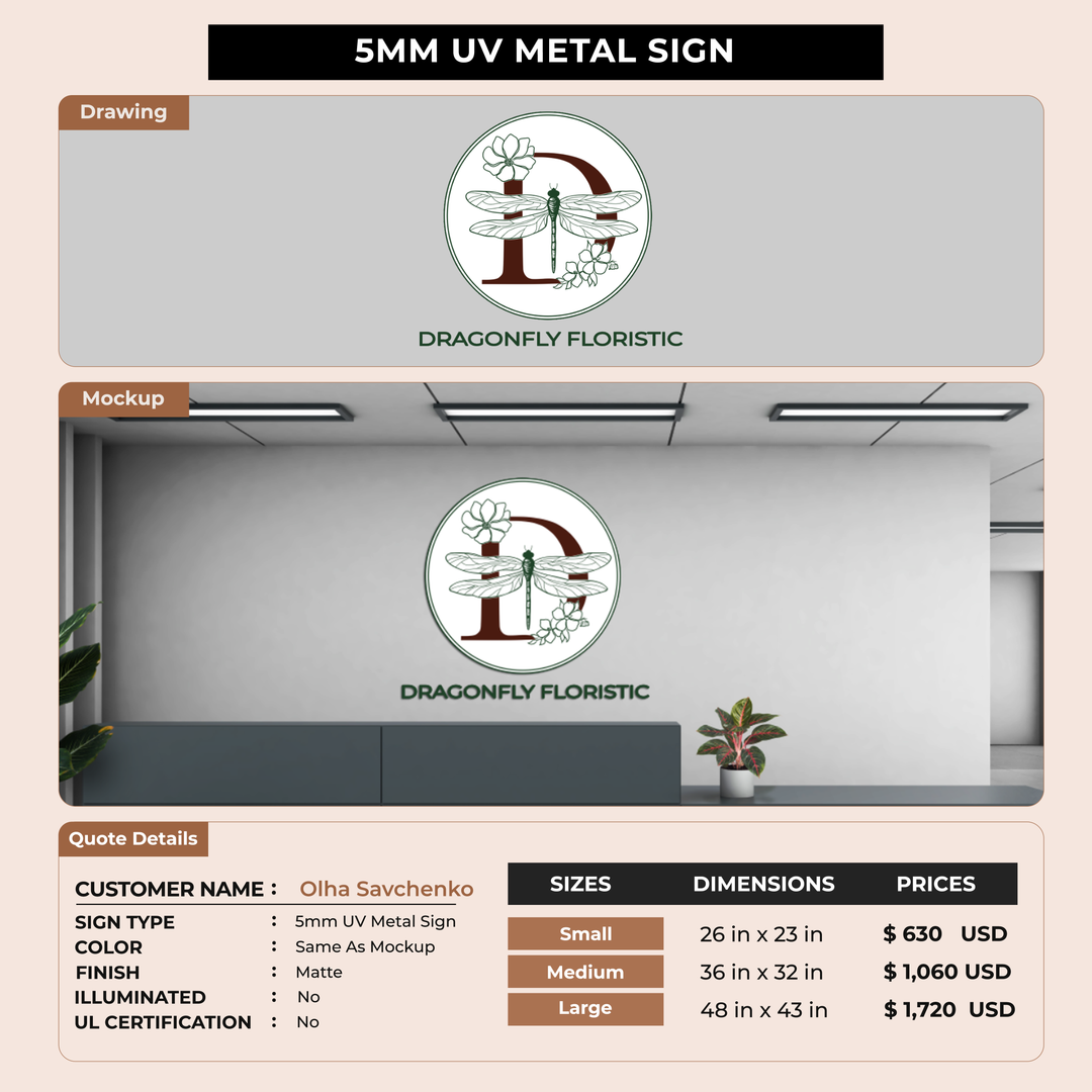5mm metal sign for Olha Savchenko