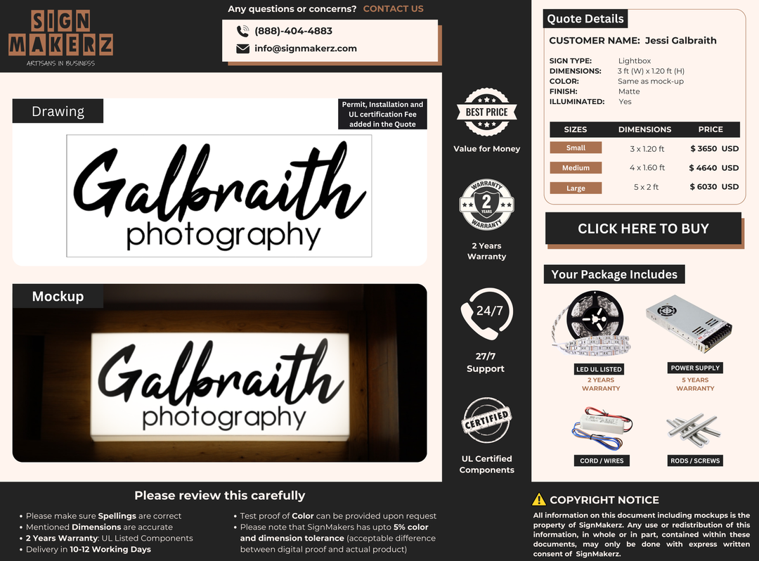 Business signage for Jessi Galbraith