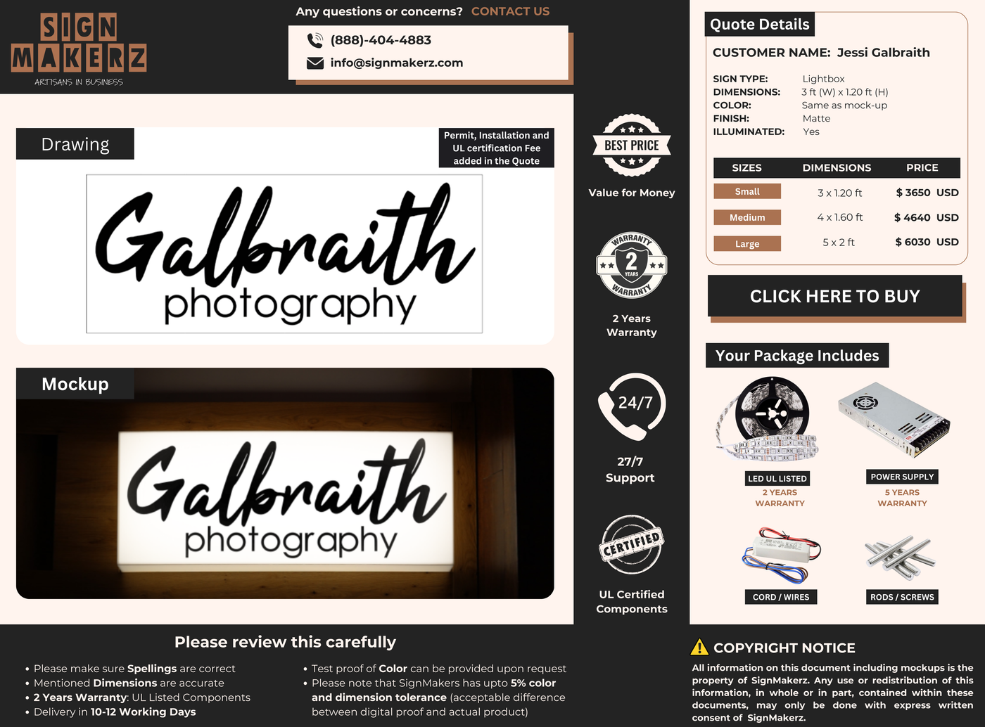 Business signage for Jessi Galbraith