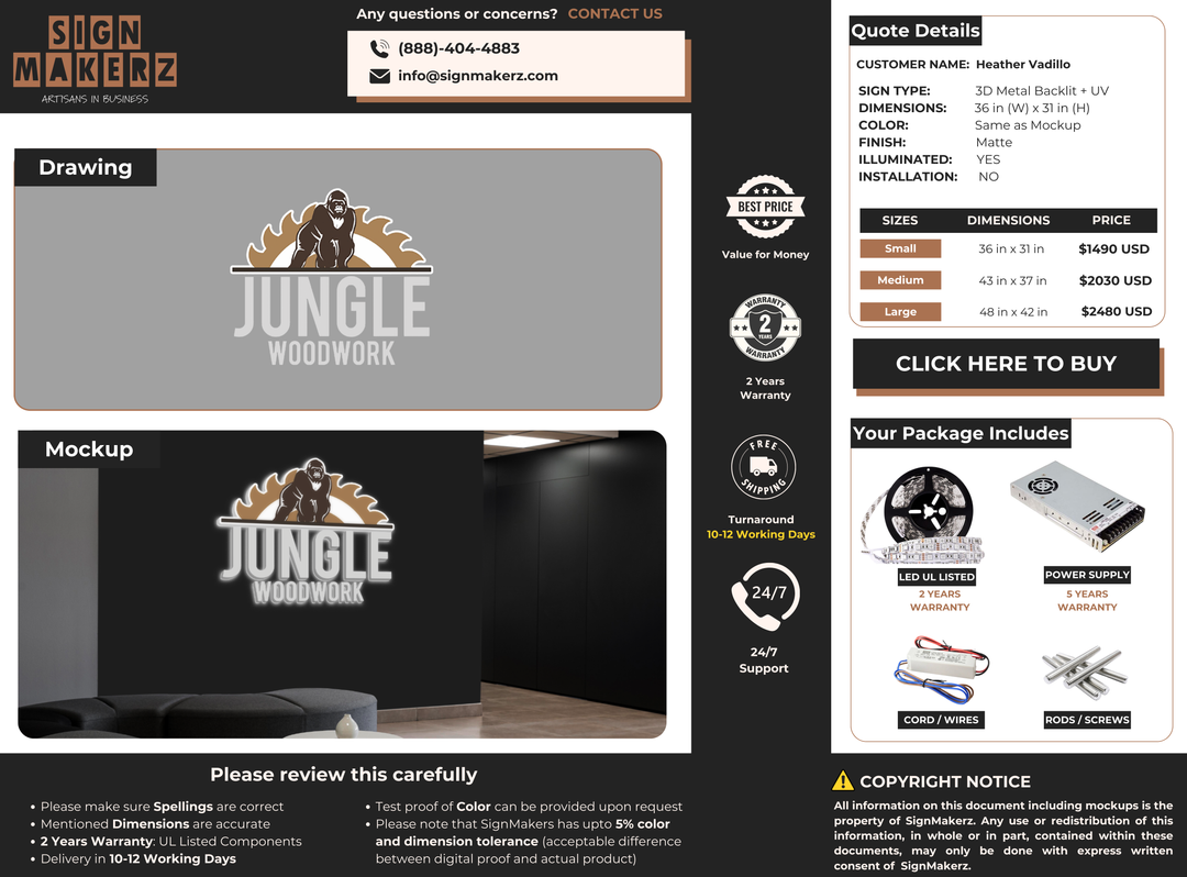 Business signage for Heather Vadillo