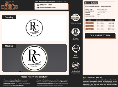 Business signage for Cristina Ruiz