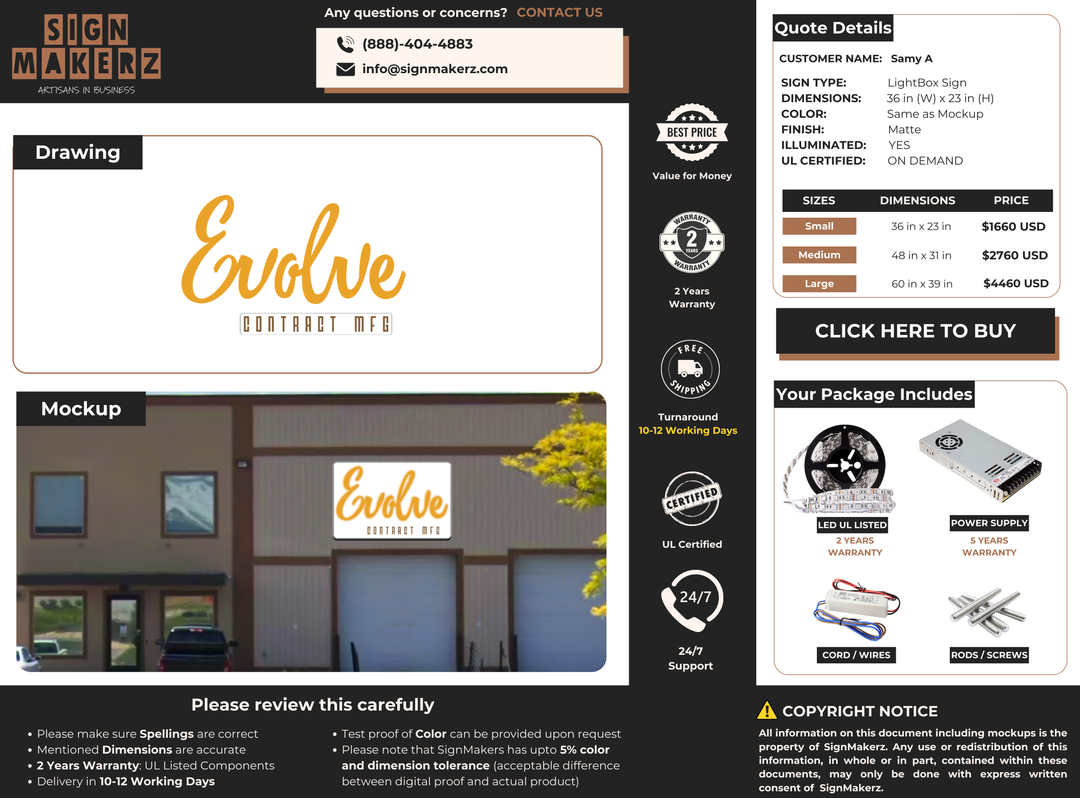 Businesss signage for Samy A