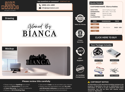 Business signage for Bianca Robles