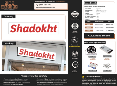 Business signage for Husna Yad